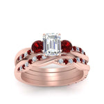 Load image into Gallery viewer, twisted-emerald-cut-diamond-wedding-band-with-ruby-in-rose-gold-FDENS3301EMGRUDR-NL-RG.jpg
