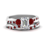 Load image into Gallery viewer, twisted-emerald-cut-diamond-wedding-band-with-ruby-in-white-gold-FDENS3301EMGRUDR-NL-WG.jpg
