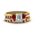 Load image into Gallery viewer, twisted-emerald-cut-diamond-wedding-band-with-ruby-in-yellow-gold-FDENS3301EMGRUDR-NL-YG.jpg
