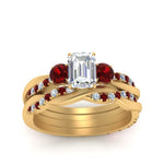 Load image into Gallery viewer, twisted-emerald-cut-diamond-wedding-band-with-ruby-in-yellow-gold-FDENS3301EMGRUDR-NL-YG.jpg
