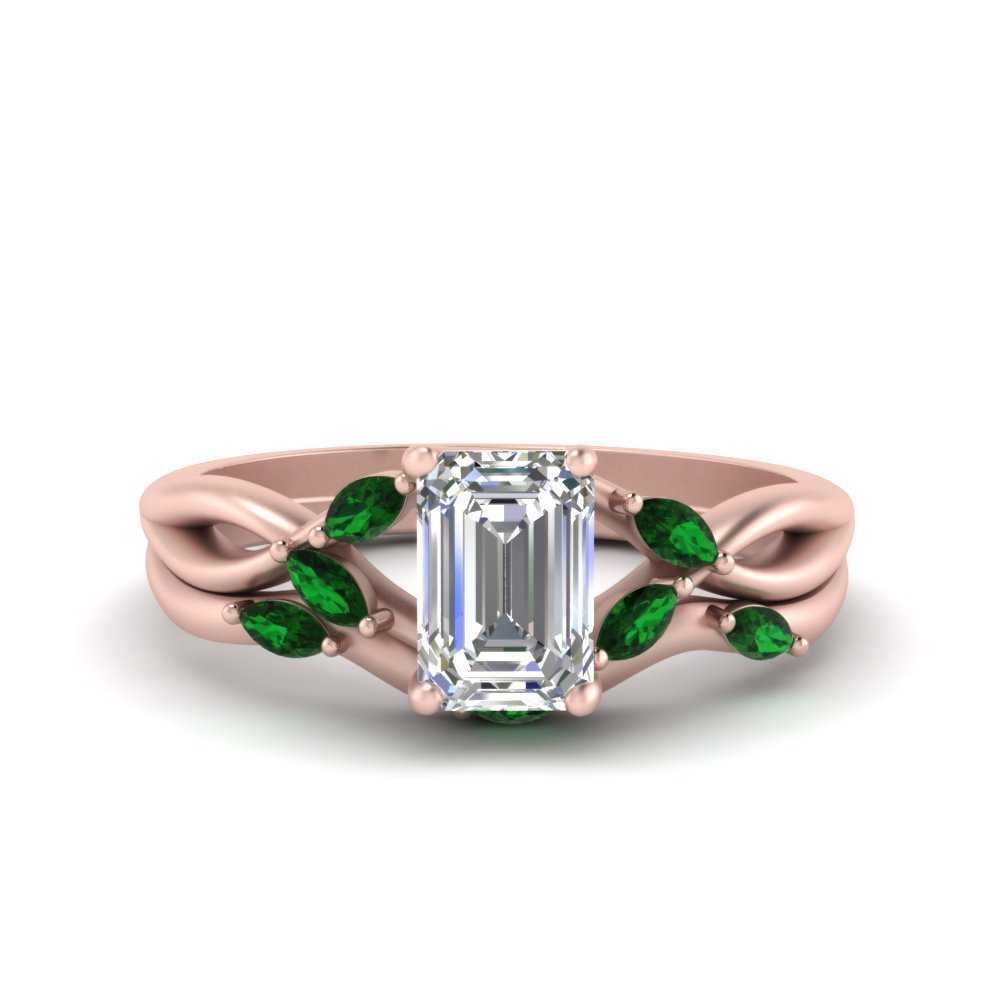 twisted-emerald-cut-womens-emerald-bridal-ring-sets-in-rose-gold-FD8300EMB2GEMGR-NL-RG