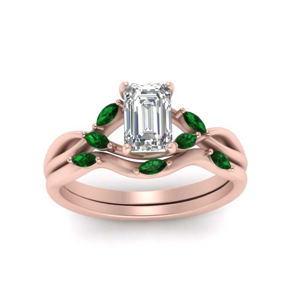 twisted-emerald-cut-womens-emerald-bridal-ring-sets-in-rose-gold-FD8300EMB2GEMGR-NL-RG