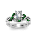 Load image into Gallery viewer, twisted-emerald-cut-womens-emerald-bridal-ring-sets-in-white-gold-FD8300EMB2GEMGR-NL-WG
