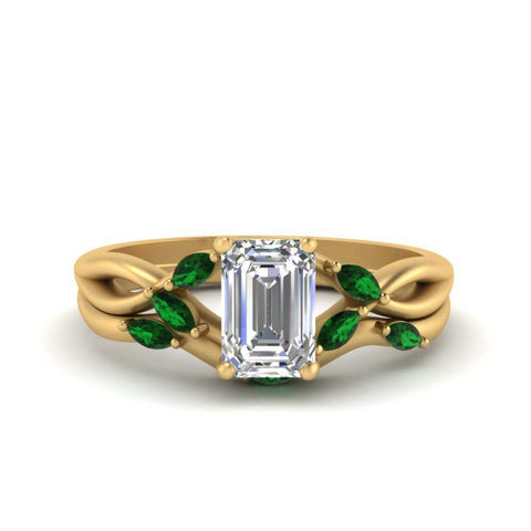 twisted-emerald-cut-womens-emerald-bridal-ring-sets-in-yellow-gold-FD8300EMB2GEMGR-NL-YG