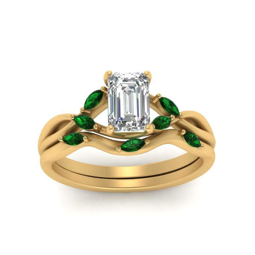 twisted-emerald-cut-womens-emerald-bridal-ring-sets-in-yellow-gold-FD8300EMB2GEMGR-NL-YG