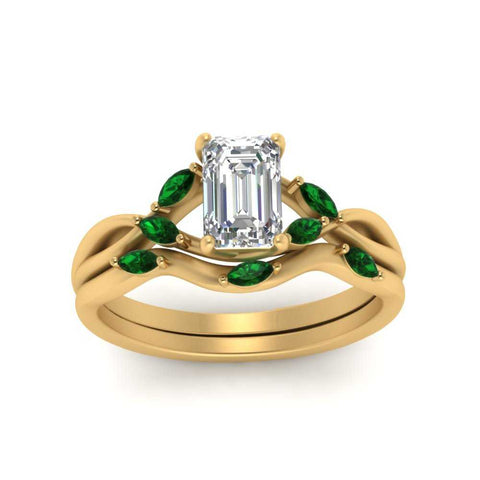 twisted-emerald-cut-womens-emerald-bridal-ring-sets-in-yellow-gold-FD8300EMB2GEMGR-NL-YG