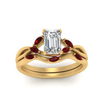 Load image into Gallery viewer, twisted-emerald-cut-womens-ruby-bridal-ring-sets-in-yellow-gold-FD8300EMB2GRUDR-NL-YG
