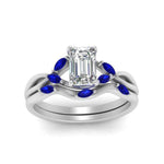Load image into Gallery viewer, twisted-emerald-cut-womens-sapphire-bridal-ring-sets-in-white-gold-FD8300EMB2GSABL-NL-WG