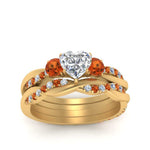 Load image into Gallery viewer, twisted-heart-diamond-wedding-band-with-orange-sapphire-in-yellow-gold-FDENS3301HTGSAOR-NL-YG.jpg
