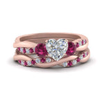 Load image into Gallery viewer, twisted-heart-diamond-wedding-band-with-pink-sapphire-in-rose-gold-FDENS3301HTGSADRPI-NL-RG.jpg
