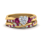 Load image into Gallery viewer, twisted-heart-diamond-wedding-band-with-pink-sapphire-in-yellow-gold-FDENS3301HTGSADRPI-NL-YG.jpg

