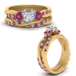 Load image into Gallery viewer, twisted-heart-diamond-wedding-band-with-pink-sapphire-in-yellow-gold-FDENS3301HTGSADRPI-NL-YG.jpg
