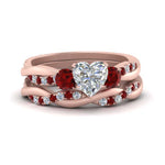 Load image into Gallery viewer, twisted-heart-diamond-wedding-band-with-ruby-in-rose-gold-FDENS3301HTGRUDR-NL-RG.jpg
