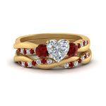 Load image into Gallery viewer, twisted-heart-diamond-wedding-band-with-ruby-in-yellow-gold-FDENS3301HTGRUDR-NL-YG.jpg
