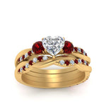 Load image into Gallery viewer, twisted-heart-diamond-wedding-band-with-ruby-in-yellow-gold-FDENS3301HTGRUDR-NL-YG.jpg
