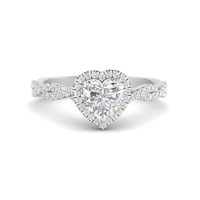 Heart Shaped Classic Vine Halo Diamond Ring