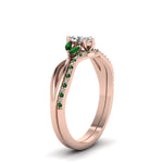 Load image into Gallery viewer, twisted-marquise-cut-diamond-bridal-set-with-emerald-in-14K-rose-gold-FD8300MQGEMGR-NL-RG.jpg
