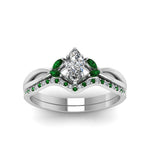 Load image into Gallery viewer, twisted-marquise-cut-diamond-bridal-set-with-emerald-in-14K-white-gold-FD8300MQGEMGR-NL-WG.jpg
