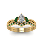 Load image into Gallery viewer, twisted-marquise-cut-diamond-bridal-set-with-emerald-in-14K-yellow-gold-FD8300MQGEMGR-NL-YG.jpg
