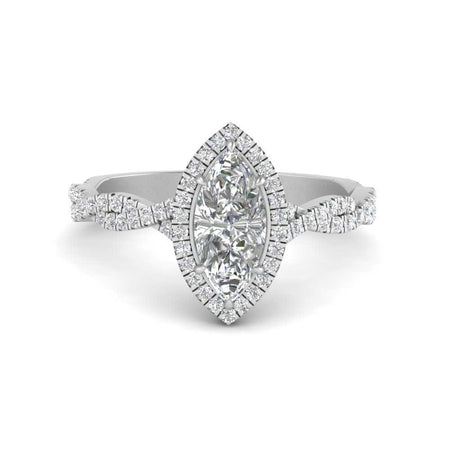 Marquise Cut Classic Vine Halo Diamond Ring