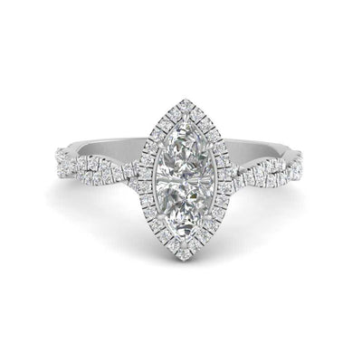 Marquise Cut Classic Vine Halo Diamond Ring