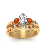 Load image into Gallery viewer, twisted-marquise-diamond-wedding-band-with-orange-sapphire-in-yellow-gold-FDENS3301MQGSAOR-NL-YG.jpg
