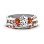 Load image into Gallery viewer, twisted-oval-shaped-diamond-wedding-band-with-orange-sapphire-in-white-gold-FDENS3301OVGSAOR-NL-WG.jpg
