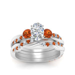 Load image into Gallery viewer, twisted-oval-shaped-diamond-wedding-band-with-orange-sapphire-in-white-gold-FDENS3301OVGSAOR-NL-WG.jpg

