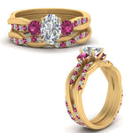 Load image into Gallery viewer, twisted-oval-shaped-diamond-wedding-band-with-pink-sapphire-in-yellow-gold-FDENS3301OVGSADRPI-NL-YG.jpg
