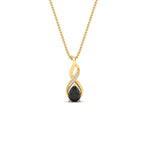 Load image into Gallery viewer, twisted-pear-shape-diamond-and-black-onyx-pendant-necklace-in-FDPD11269GBLACK-NL-YG
