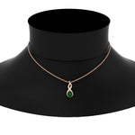 Load image into Gallery viewer, twisted-pear-shape-diamond-and-emerald-pendant-necklace-in-FDPD11269GEMGR-NL-RG
