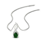 Load image into Gallery viewer, twisted-pear-shape-diamond-and-emerald-pendant-necklace-in-FDPD11269GEMGR-NL-WG
