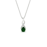 Load image into Gallery viewer, twisted-pear-shape-diamond-and-emerald-pendant-necklace-in-FDPD11269GEMGR-NL-WG
