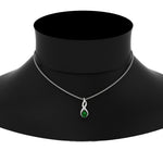 Load image into Gallery viewer, twisted-pear-shape-diamond-and-emerald-pendant-necklace-in-FDPD11269GEMGR-NL-WG
