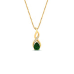 Load image into Gallery viewer, twisted-pear-shape-diamond-and-emerald-pendant-necklace-in-FDPD11269GEMGR-NL-YG
