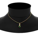 Load image into Gallery viewer, twisted-pear-shape-diamond-and-emerald-pendant-necklace-in-FDPD11269GEMGR-NL-YG
