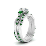 Load image into Gallery viewer, twisted-pear-shaped-diamond-wedding-band-with-emerald-in-white-gold-FDENS3301PEGEMGR-NL-WG.jpg
