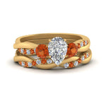 Load image into Gallery viewer, twisted-pear-shaped-diamond-wedding-band-with-orange-sapphire-in-yellow-gold-FDENS3301PEGSAOR-NL-YG.jpg
