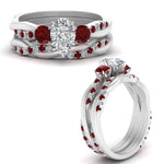 Load image into Gallery viewer, twisted-pear-shaped-diamond-wedding-band-with-ruby-in-white-gold-FDENS3301PEGRUDR-NL-WG.jpg
