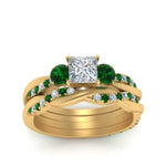 Load image into Gallery viewer, twisted-princess-cut-diamond-wedding-band-with-emerald-in-yellow-gold-FDENS3301PRGEMGR-NL-YG.jpg
