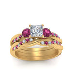 Load image into Gallery viewer, twisted-princess-cut-diamond-wedding-band-with-pink-sapphire-in-yellow-gold-FDENS3301PRGSADRPI-NL-YG.jpg
