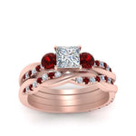 Load image into Gallery viewer, twisted-princess-cut-diamond-wedding-band-with-ruby-in-rose-gold-FDENS3301PRGRUDR-NL-RG.jpg

