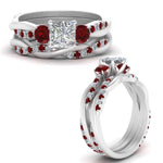 Load image into Gallery viewer, twisted-princess-cut-diamond-wedding-band-with-ruby-in-white-gold-FDENS3301PRGRUDR-NL-WG.jpg
