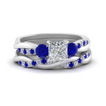 Load image into Gallery viewer, twisted-princess-cut-diamond-wedding-band-with-sapphire-in-white-gold-FDENS3301PRGSABL-NL-WG.jpg
