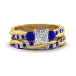 Load image into Gallery viewer, twisted-princess-cut-diamond-wedding-band-with-sapphire-in-yellow-gold-FDENS3301PRGSABL-NL-YG.jpg
