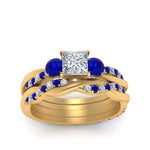 Load image into Gallery viewer, twisted-princess-cut-diamond-wedding-band-with-sapphire-in-yellow-gold-FDENS3301PRGSABL-NL-YG.jpg
