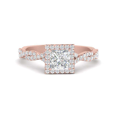 Princess Cut Classic Vine Halo Diamond Ring