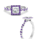 Load image into Gallery viewer, twisted-princess-cut-halo-diamond-engagement-ring-with-purple-topaz-in-white-gold-FD9126PRRGVITOANGLE3-NL-WG?v=1757924847
