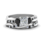 Load image into Gallery viewer, twisted-princess-cut-wedding-band-with-black-diamond-in-white-gold-FDENS3301PRGBLACK-NL-WG.jpg
