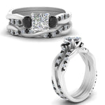 Load image into Gallery viewer, twisted-princess-cut-wedding-band-with-black-diamond-in-white-gold-FDENS3301PRGBLACK-NL-WG.jpg
